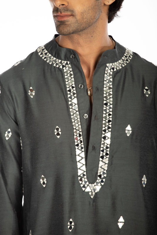 Grey Embroidered Set