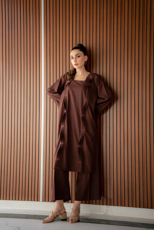 Chocolate brown Kurta With Pants