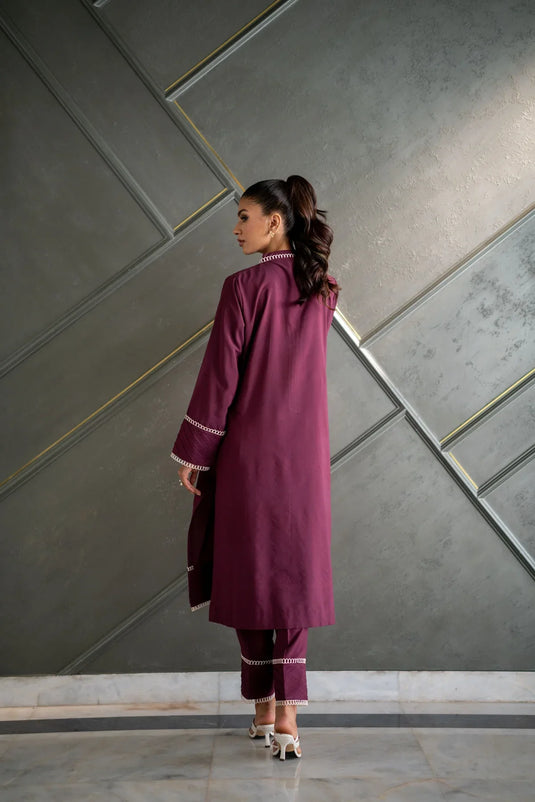 Deep purple Kurta With Pants