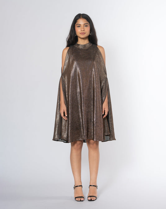 Metallic Cold Shoulder Dress