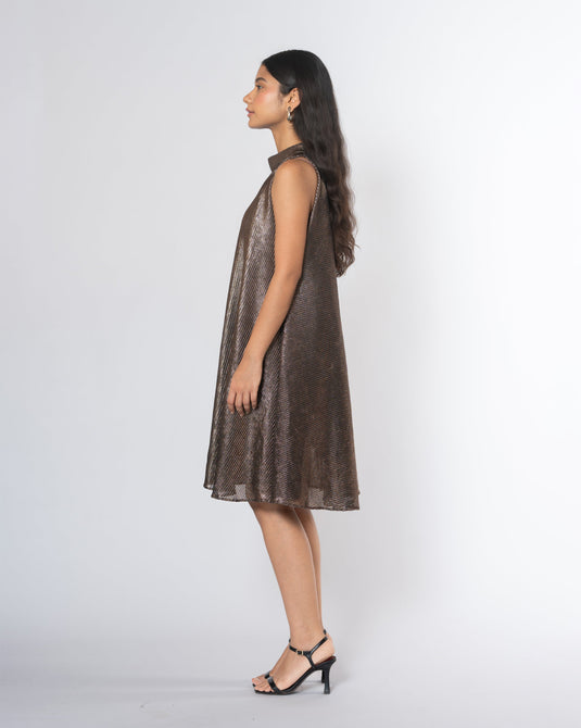 Metallic Cold Shoulder Dress