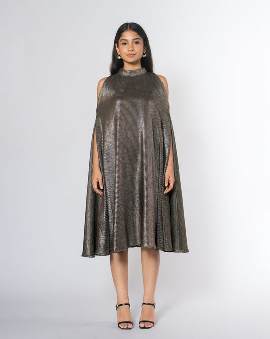 Metallic Cold Shoulder Dress