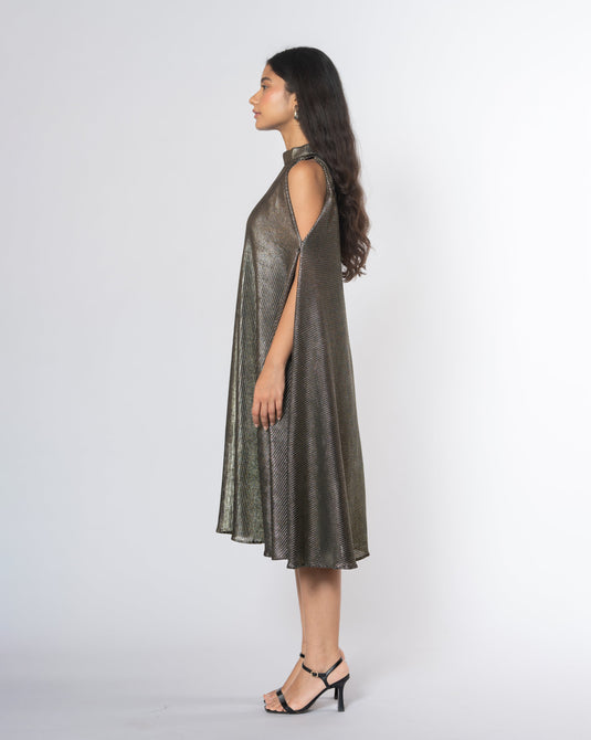 Metallic Cold Shoulder Dress