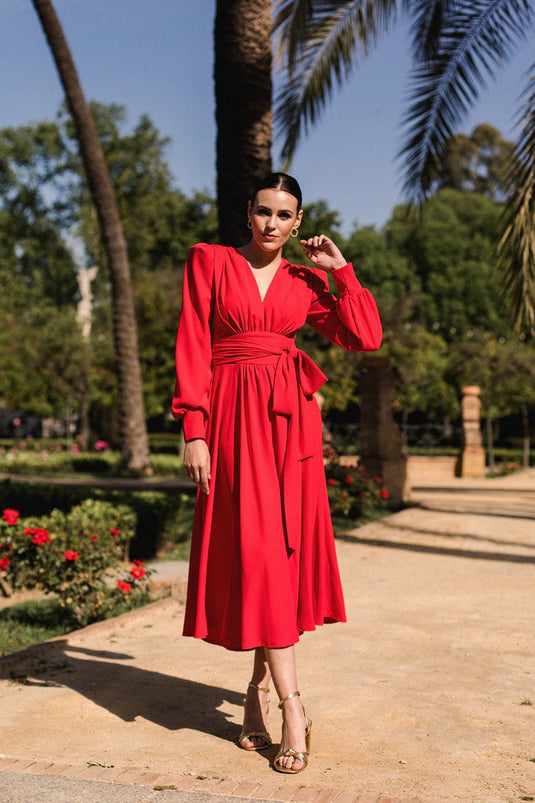 Khushboo & Pankaj - Coral Red Dress
