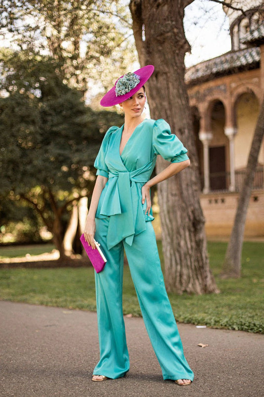 Khushboo & Pankaj - Green Top With Trousers Set