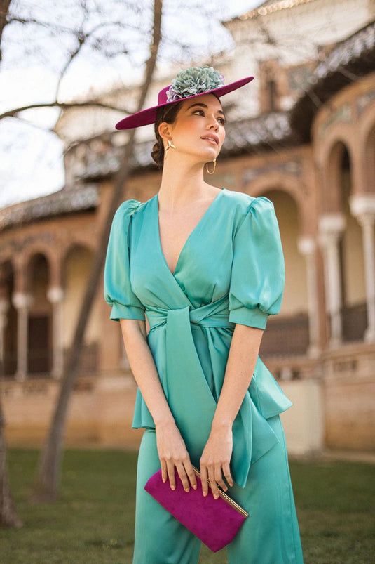Khushboo & Pankaj - Green Top With Trousers Set