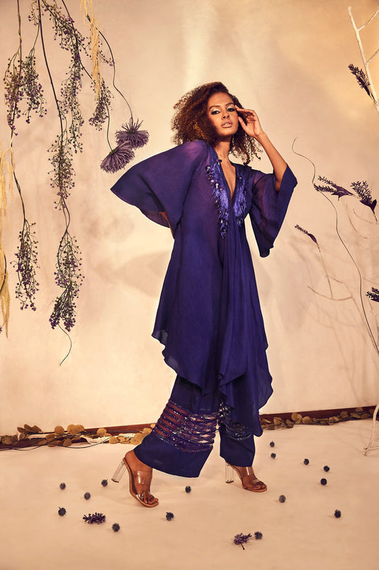 Purple Ultra Violet Asymmetric A-line Co-Ord Set
