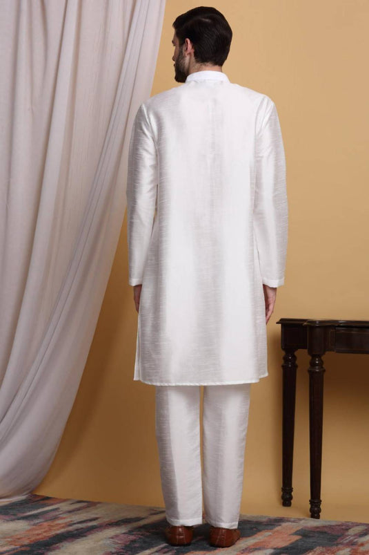 Kohima Embroidered Open Jacket Set - Ivory