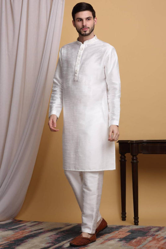 Ved Embroidered Open Jacket Set - Ivory Cream