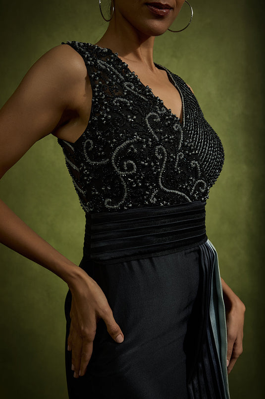 Ombré Pleated Drape Dress