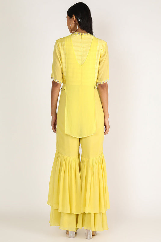 Hand Embroidered Yellow Indo Jumpsuit - Auraya Fashion - - #tag1# - #tag2# - #tag3# - #tag3#