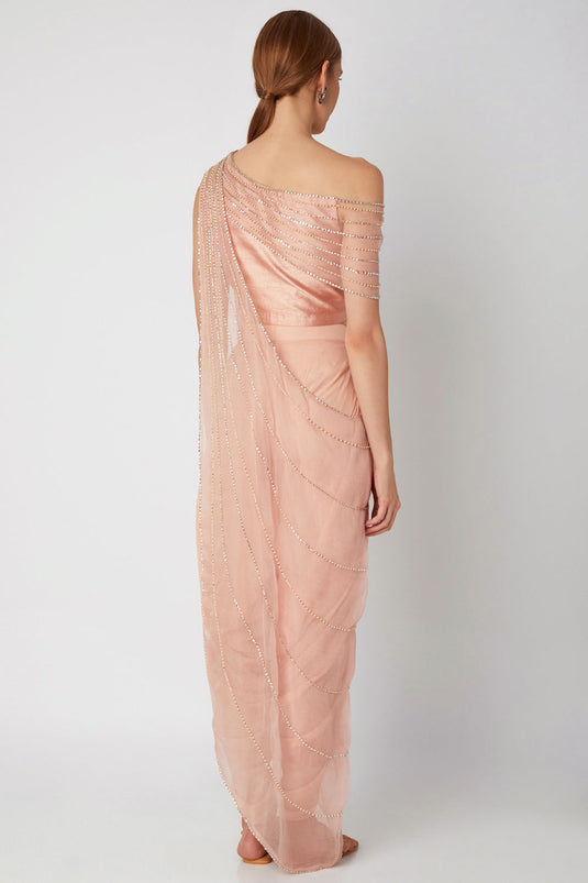 Embroidered Blush Pink Dhoti Set - Auraya Fashion - - #tag1# - #tag2# - #tag3# - #tag3#