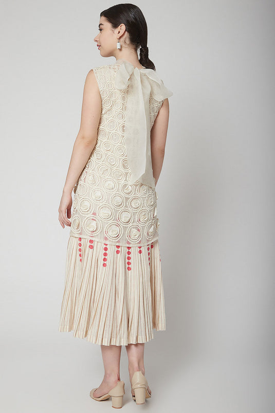 Embroidered White Organza Dress - Auraya Fashion - - #tag1# - #tag2# - #tag3# - #tag3#