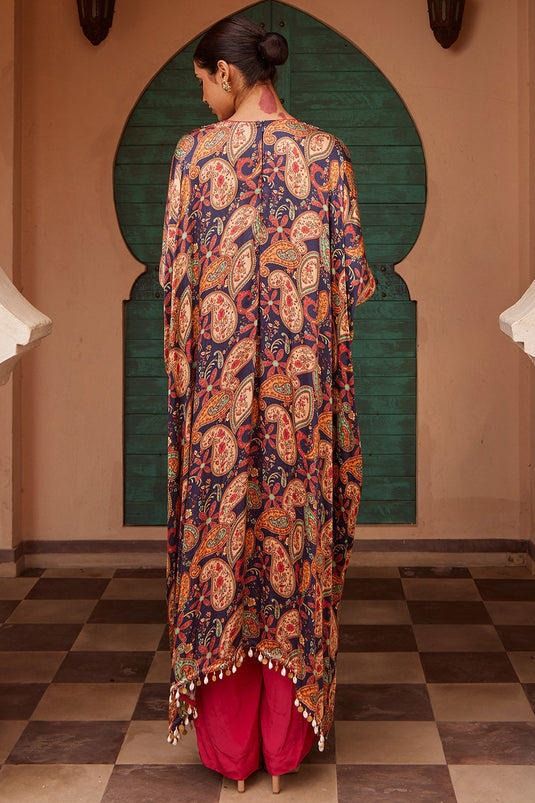 Crepe Multi-Colored Printed Kaftan Set - Auraya Fashion - - #tag1# - #tag2# - #tag3# - #tag3#