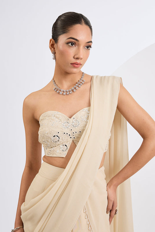 A Fish Cut Lehenga Set Emellished Tube Top