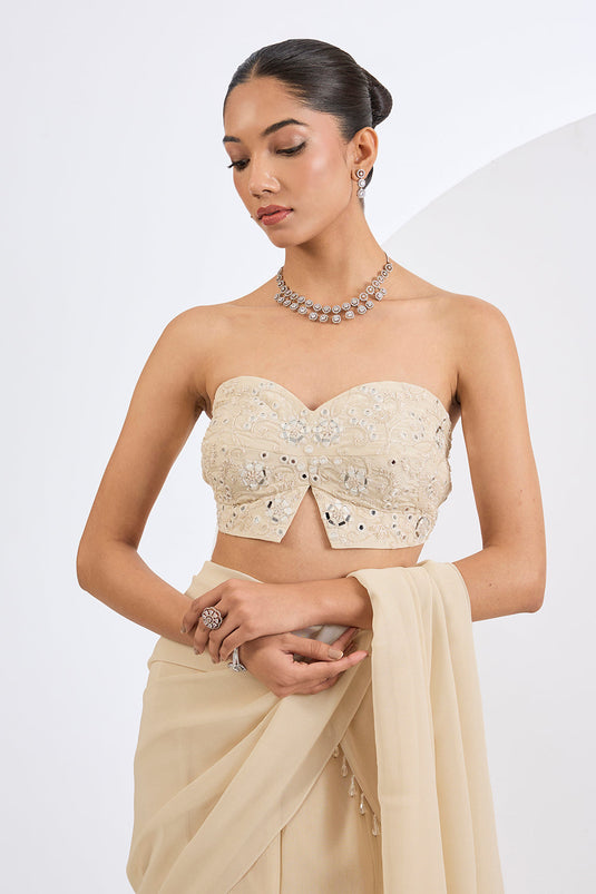 A Fish Cut Lehenga Set Emellished Tube Top
