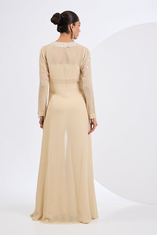 Heavily Embroidered Cape Jacket Set