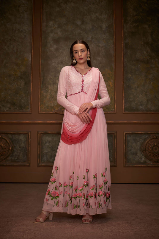 Pink Georgette Anarkali