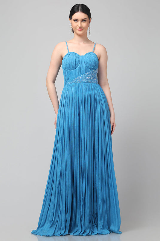 Sky Blue Strap Gown