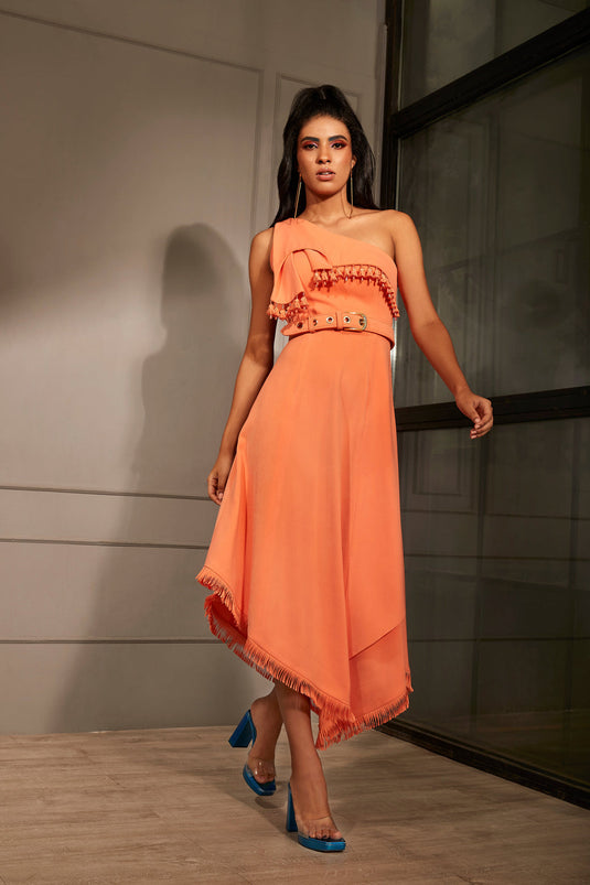 Orange One Shoulder Dress