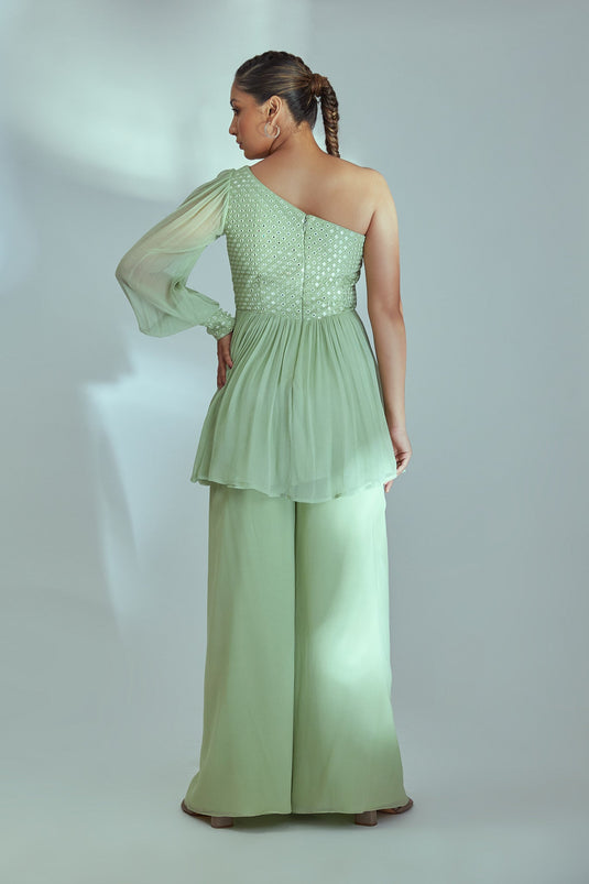 Green Georgette Pant Set