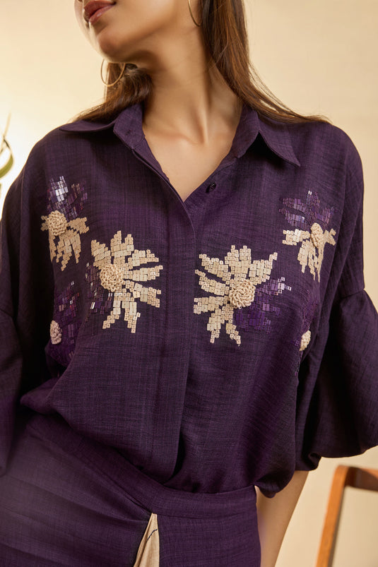 Purple Smyrna Draped Skirt Coord