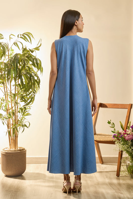 Desert Sand And French Blue High-Low Dress