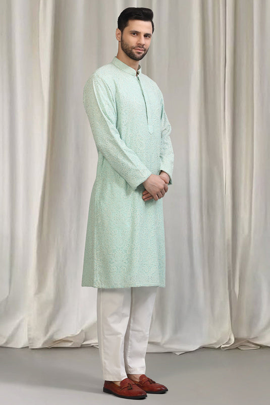 All Over Upwan Embroidered Kurta With Back Elastic Pants