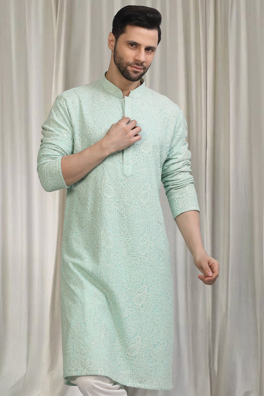 All Over Upwan Embroidered Kurta With Back Elastic Pants