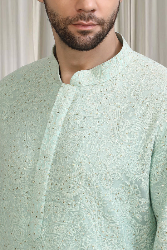 All Over Upwan Embroidered Kurta With Back Elastic Pants