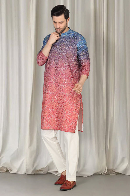 Bandhini Bahaar Embroidered Kurta Set With Back Elastic Pants