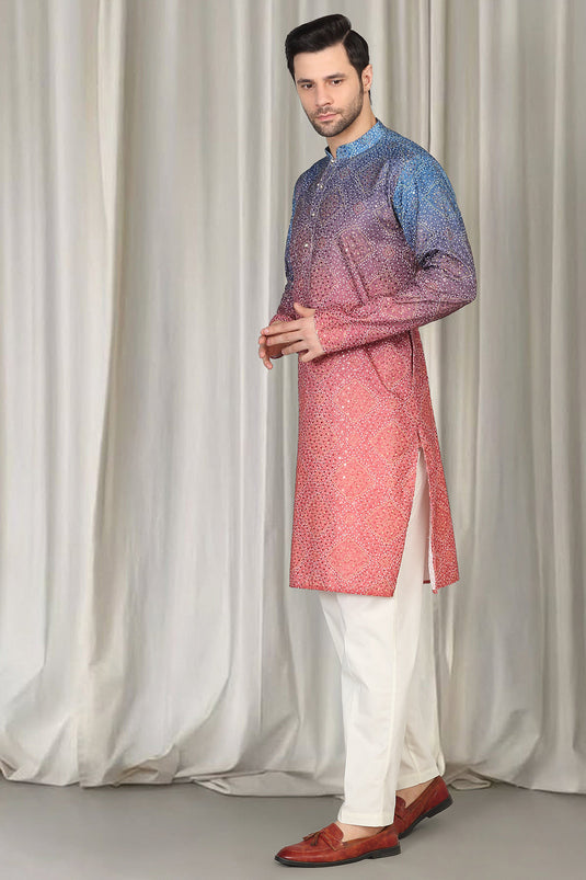 Bandhini Bahaar Embroidered Kurta Set With Back Elastic Pants