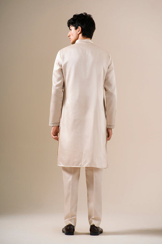Beige Bloomwork Kurta Set