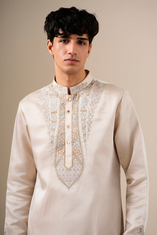 Beige Bloomwork Kurta Set
