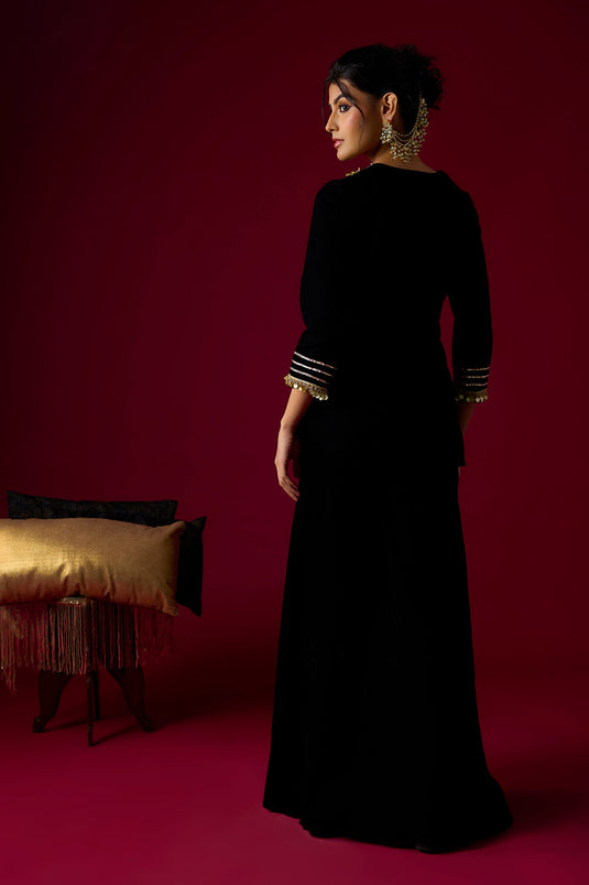 Black Velvet Gharara Set