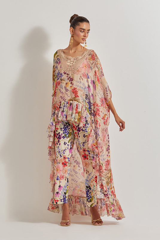 Blooming Burst Co-Ord With Lace Neck Line