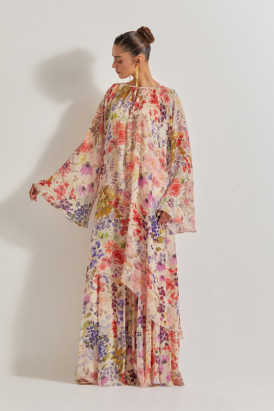 Blooming Burst Georgette Tunic With Sharara Pants