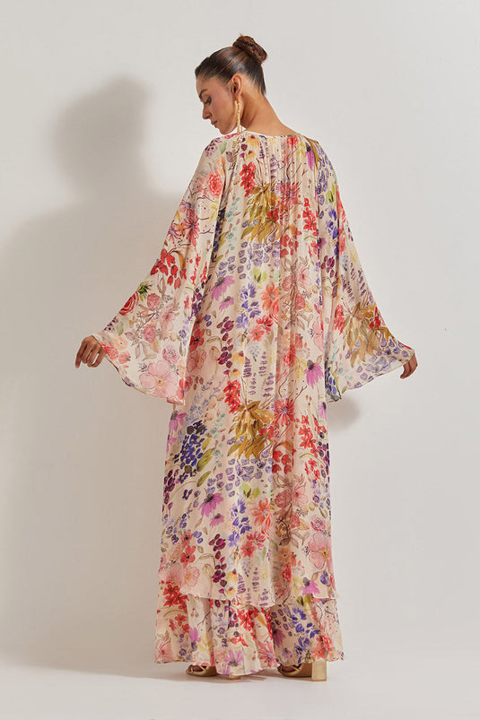 Blooming Burst Georgette Tunic With Sharara Pants