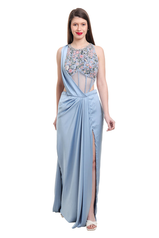 Blue Drape Saree