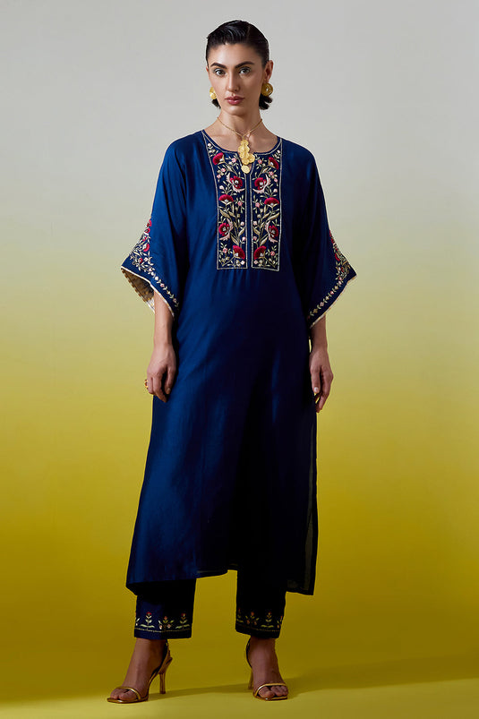 Blue Kaftan styke kurta with pant