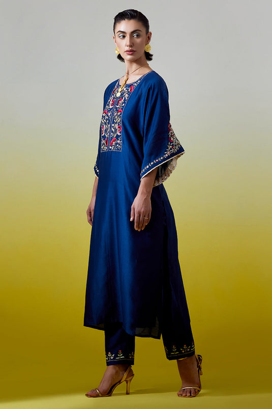 Blue Kaftan styke kurta with pant