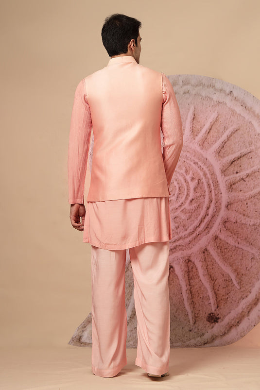Blush Pink Silk Kurta Set