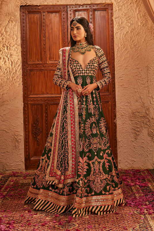 Bottle Green Anarkali Set
