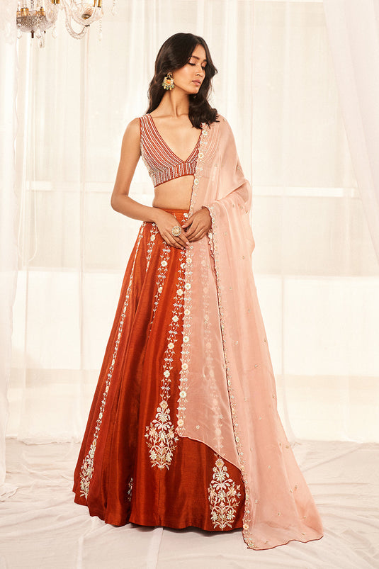 Burnt Orange Lehenga Set