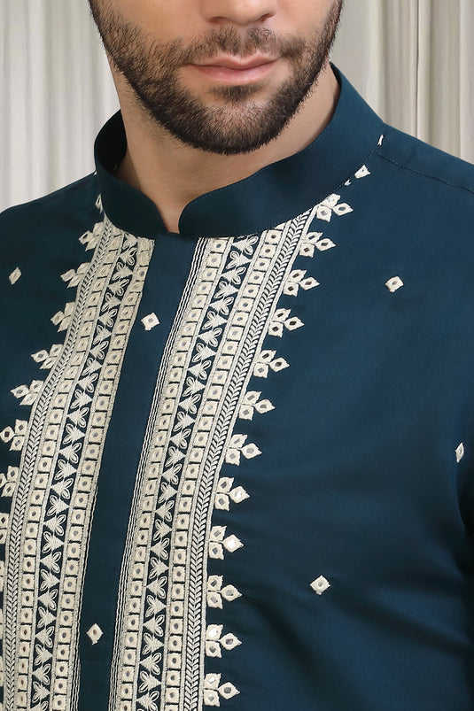 Classic Embroidered Kurta With Back Elastic Pants