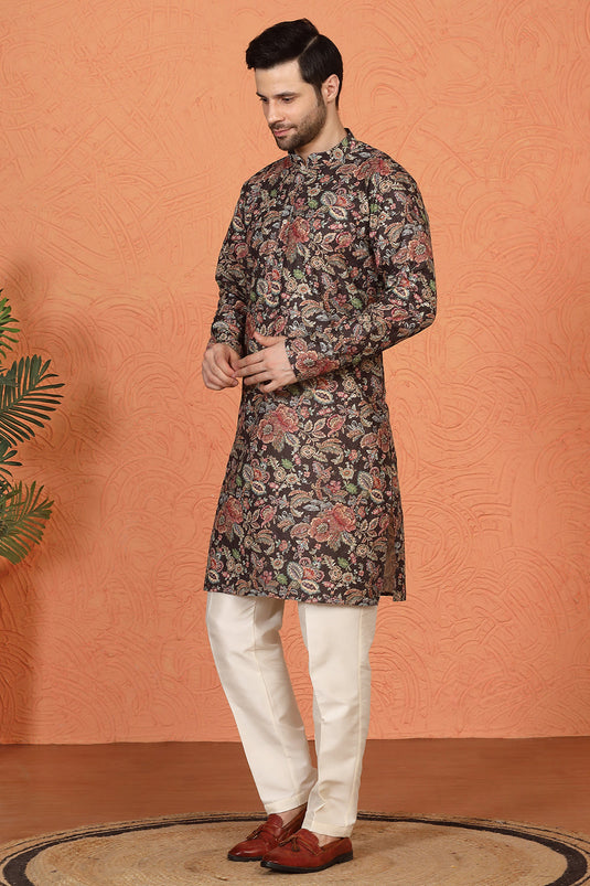 Classic Floral Tapestry Inspired Kurta with Back Elastic Pants