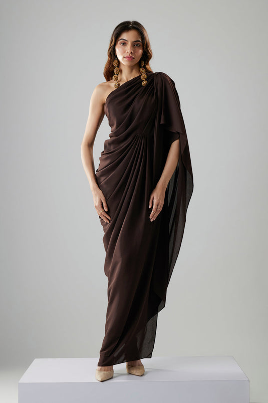 Dark Brown Double Georgette Gown