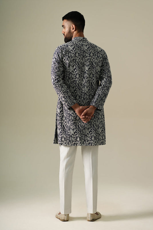 Denim Flora Kurta Set