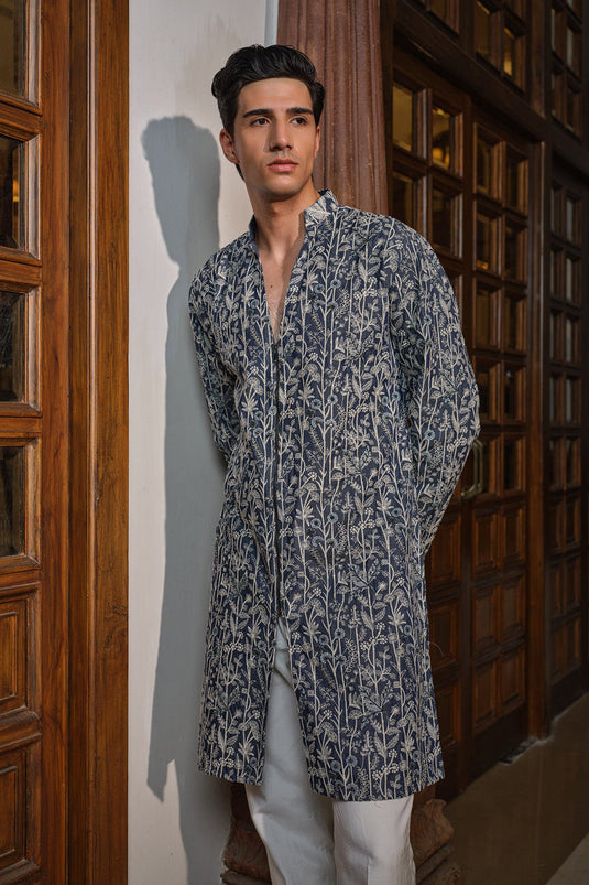 Denim Flora Kurta Set