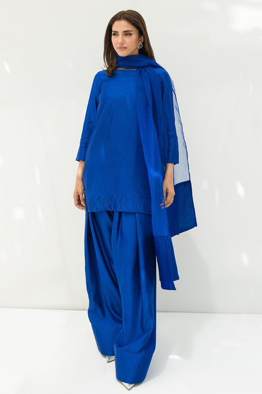 Electric Blue solid Farshi Salwar Set